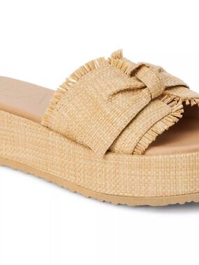 Raffia Knot Platform Slide Sandal - Tan new in box sz 9